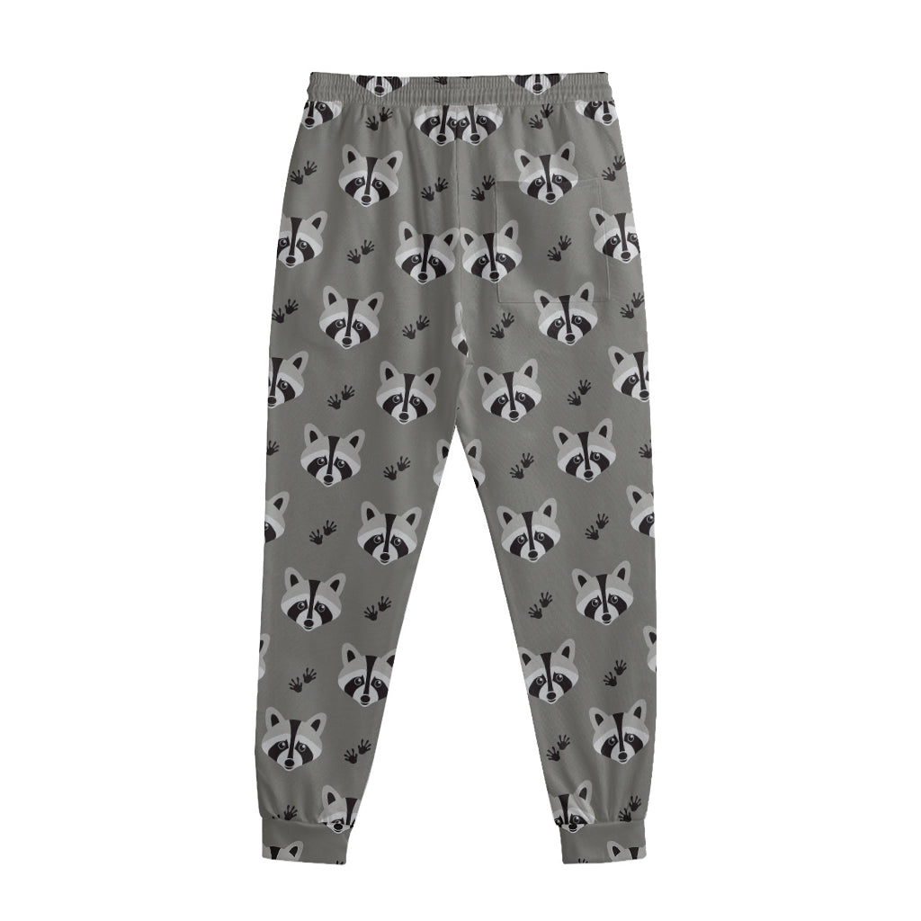 Grey Raccoon Pattern Print Sweatpants