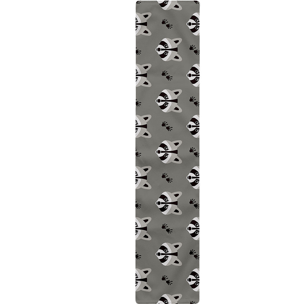 Grey Raccoon Pattern Print Table Runner