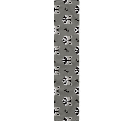 Grey Raccoon Pattern Print Table Runner