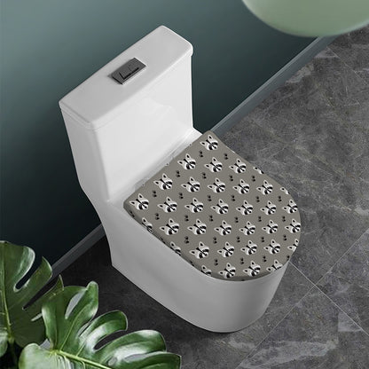 Grey Raccoon Pattern Print Toilet Lid Cover