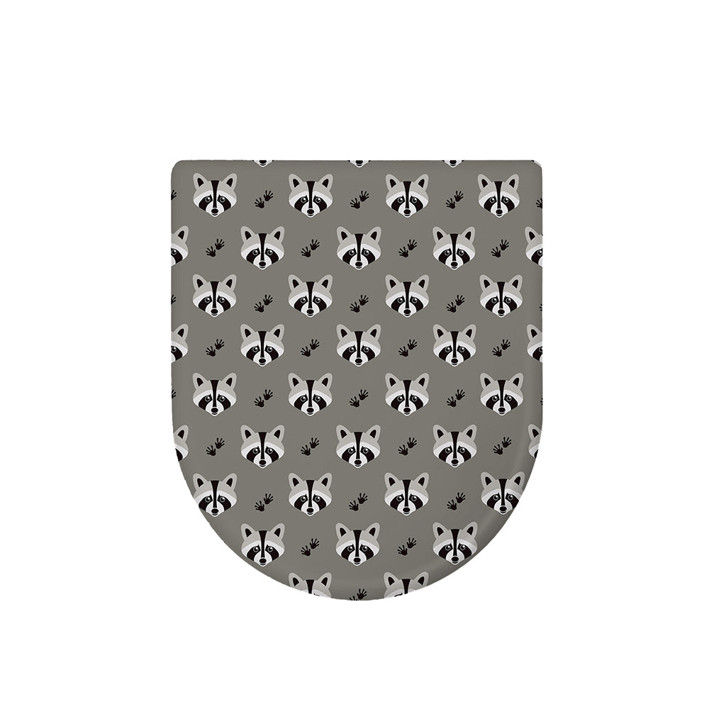 Grey Raccoon Pattern Print Toilet Lid Cover