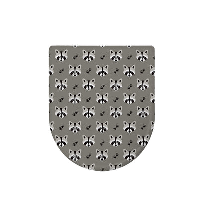Grey Raccoon Pattern Print Toilet Lid Cover