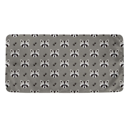 Grey Raccoon Pattern Print Towel