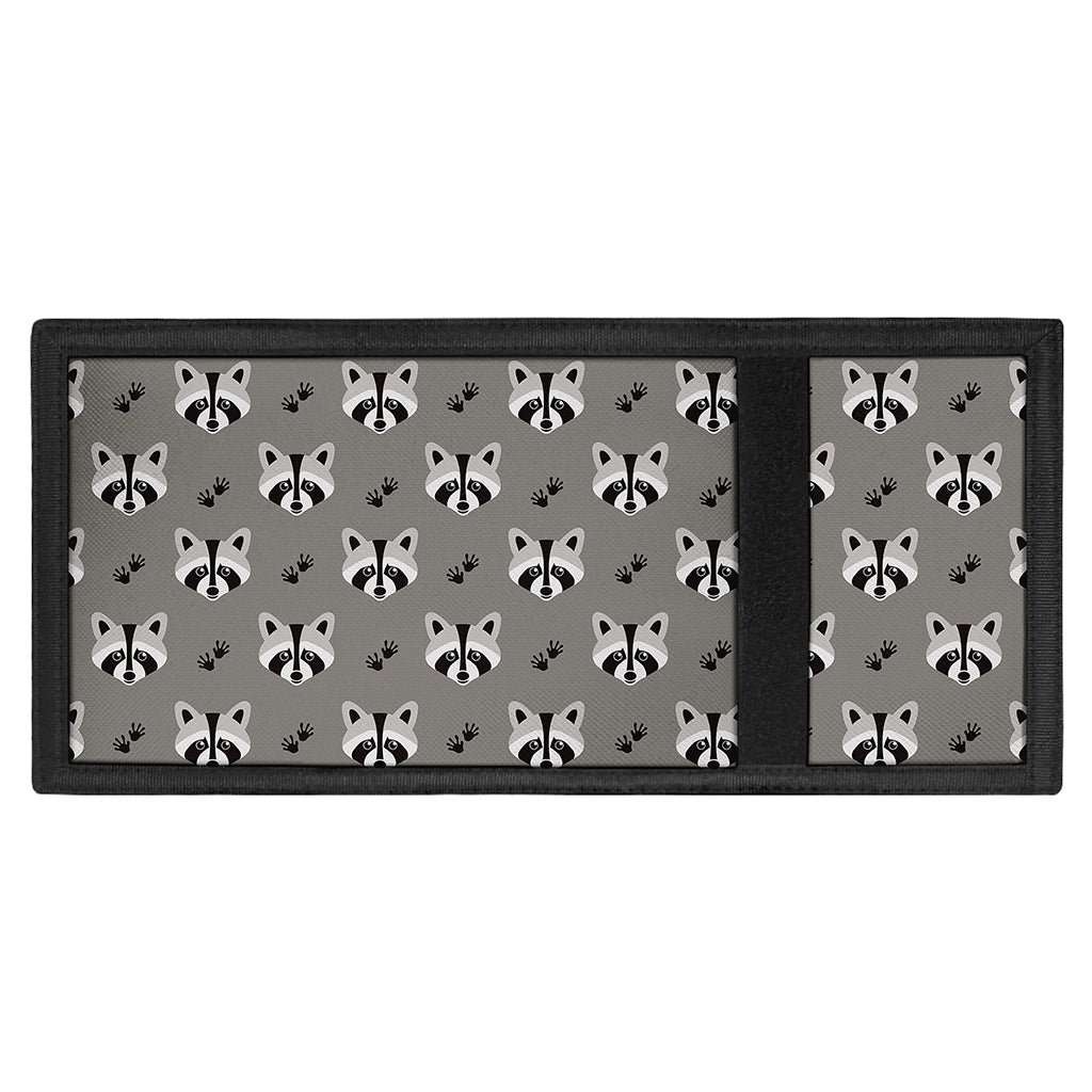 Grey Raccoon Pattern Print Trifold Wallet