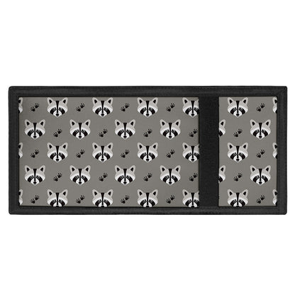 Grey Raccoon Pattern Print Trifold Wallet