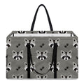 Grey Raccoon Pattern Print Utility Tote Bag