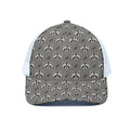 Grey Raccoon Pattern Print White Mesh Trucker Hat
