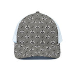 Grey Raccoon Pattern Print White Mesh Trucker Cap