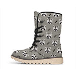 Grey Raccoon Pattern Print Winter Boots