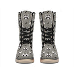 Grey Raccoon Pattern Print Winter Boots