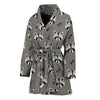 Grey Raccoon Pattern Print Women's Bathrobe