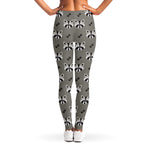 Grey Raccoon Pattern Print Women's Leggings