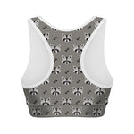 Grey Raccoon Pattern Print Women's Sports Bra