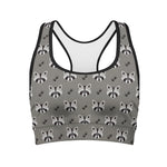 Grey Raccoon Pattern Print Women's Sports Bra