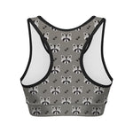 Grey Raccoon Pattern Print Women's Sports Bra
