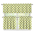 Grey Striped Alien Pattern Print 3 Piece Kitchen Curtains