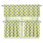 Grey Striped Alien Pattern Print 3 Piece Kitchen Curtains