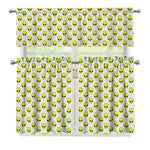 Grey Striped Alien Pattern Print 3 Piece Kitchen Curtains