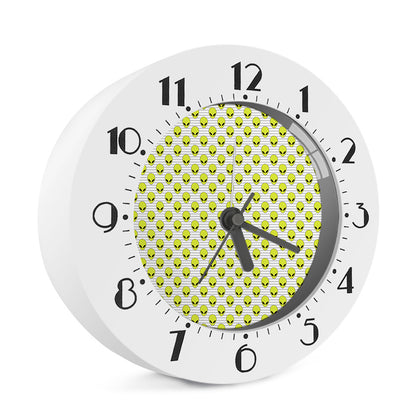 Grey Striped Alien Pattern Print Alarm Clock