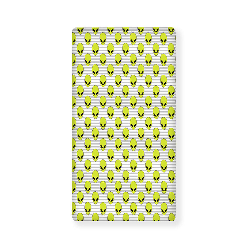 Grey Striped Alien Pattern Print Baby Crib Sheet