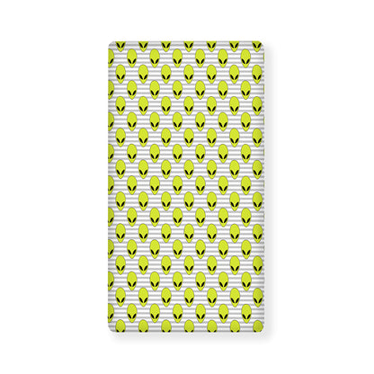 Grey Striped Alien Pattern Print Baby Crib Sheet