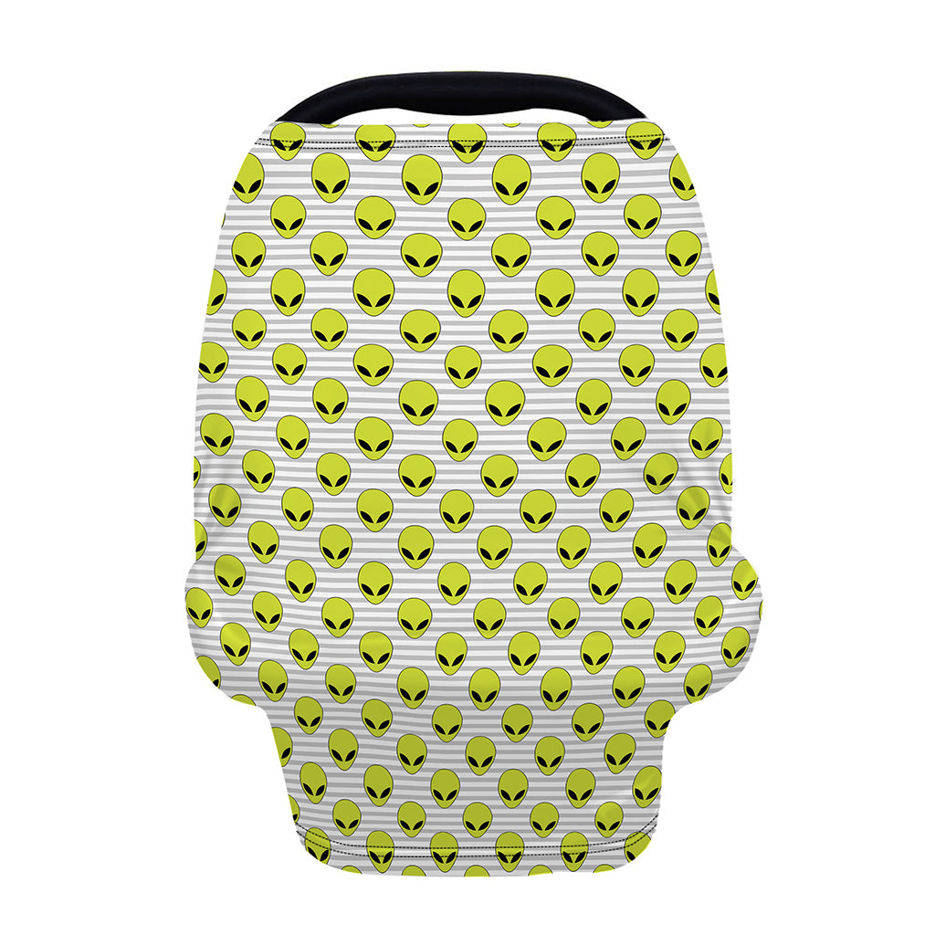 Grey Striped Alien Pattern Print Baby Seat Cover