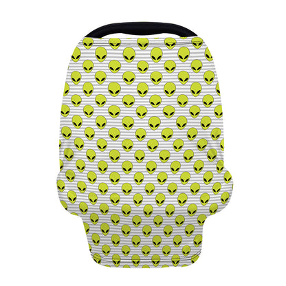 Grey Striped Alien Pattern Print Baby Seat Cover
