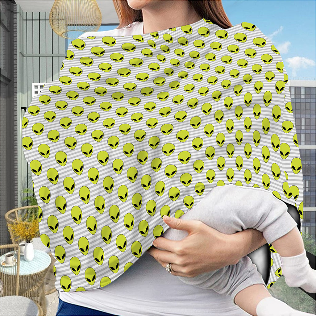 Grey Striped Alien Pattern Print Baby Seat Cover