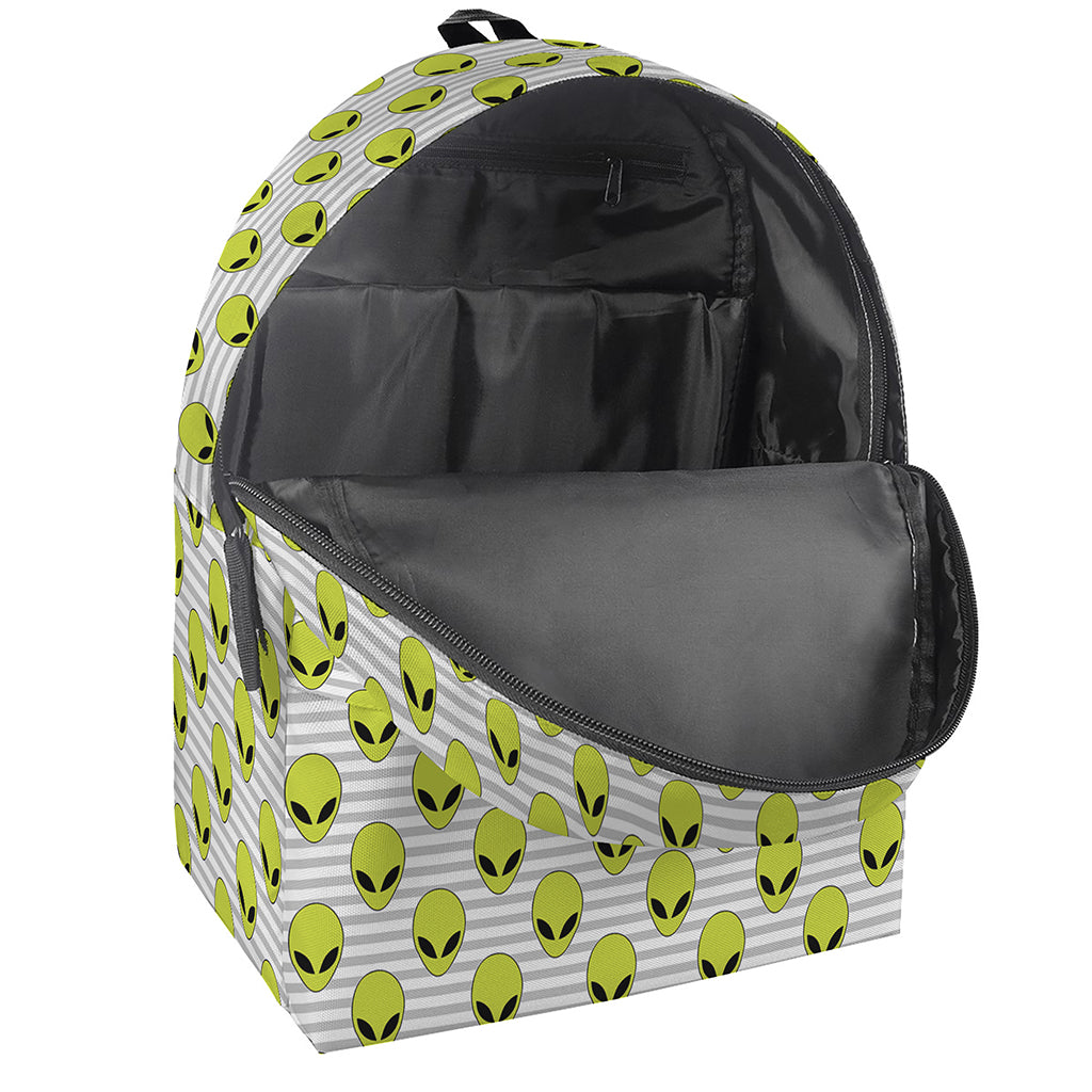 Grey Striped Alien Pattern Print Backpack