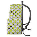 Grey Striped Alien Pattern Print Backpack