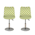 Grey Striped Alien Pattern Print Bar Stool Covers