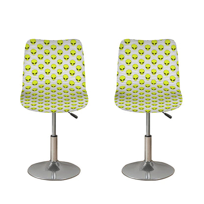 Grey Striped Alien Pattern Print Bar Stool Covers