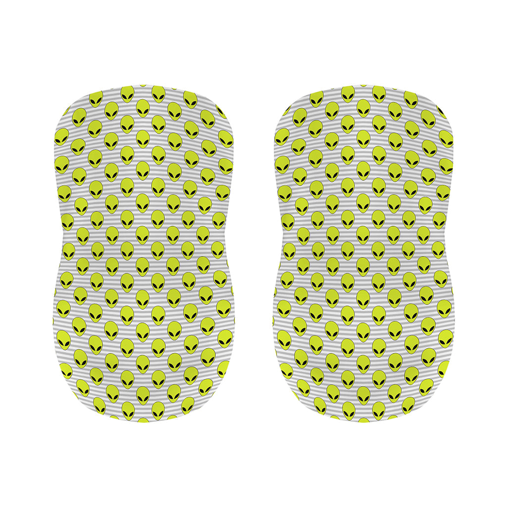 Grey Striped Alien Pattern Print Bar Stool Covers