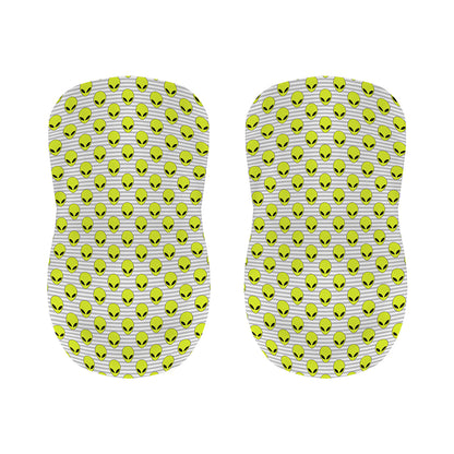 Grey Striped Alien Pattern Print Bar Stool Covers