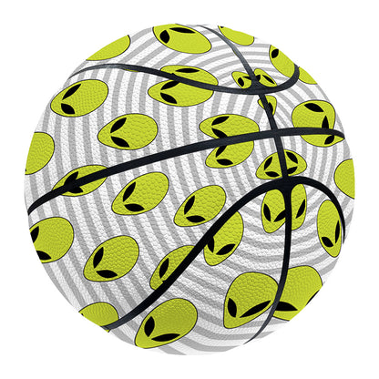 Grey Striped Alien Pattern Print Basketball