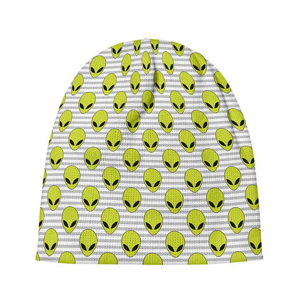 Grey Striped Alien Pattern Print Beanie