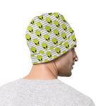Grey Striped Alien Pattern Print Beanie