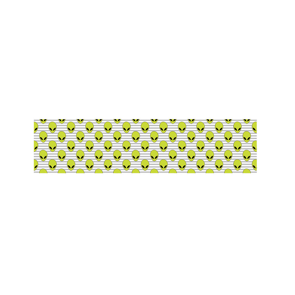 Grey Striped Alien Pattern Print Bed Runner