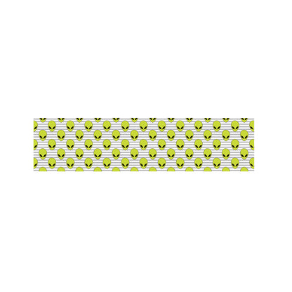Grey Striped Alien Pattern Print Bed Runner