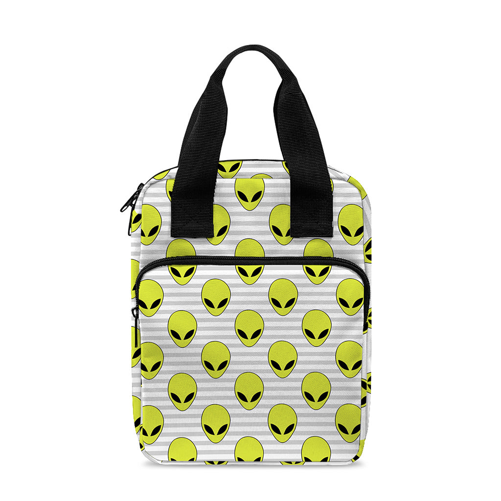 Grey Striped Alien Pattern Print Bible Tote Bag