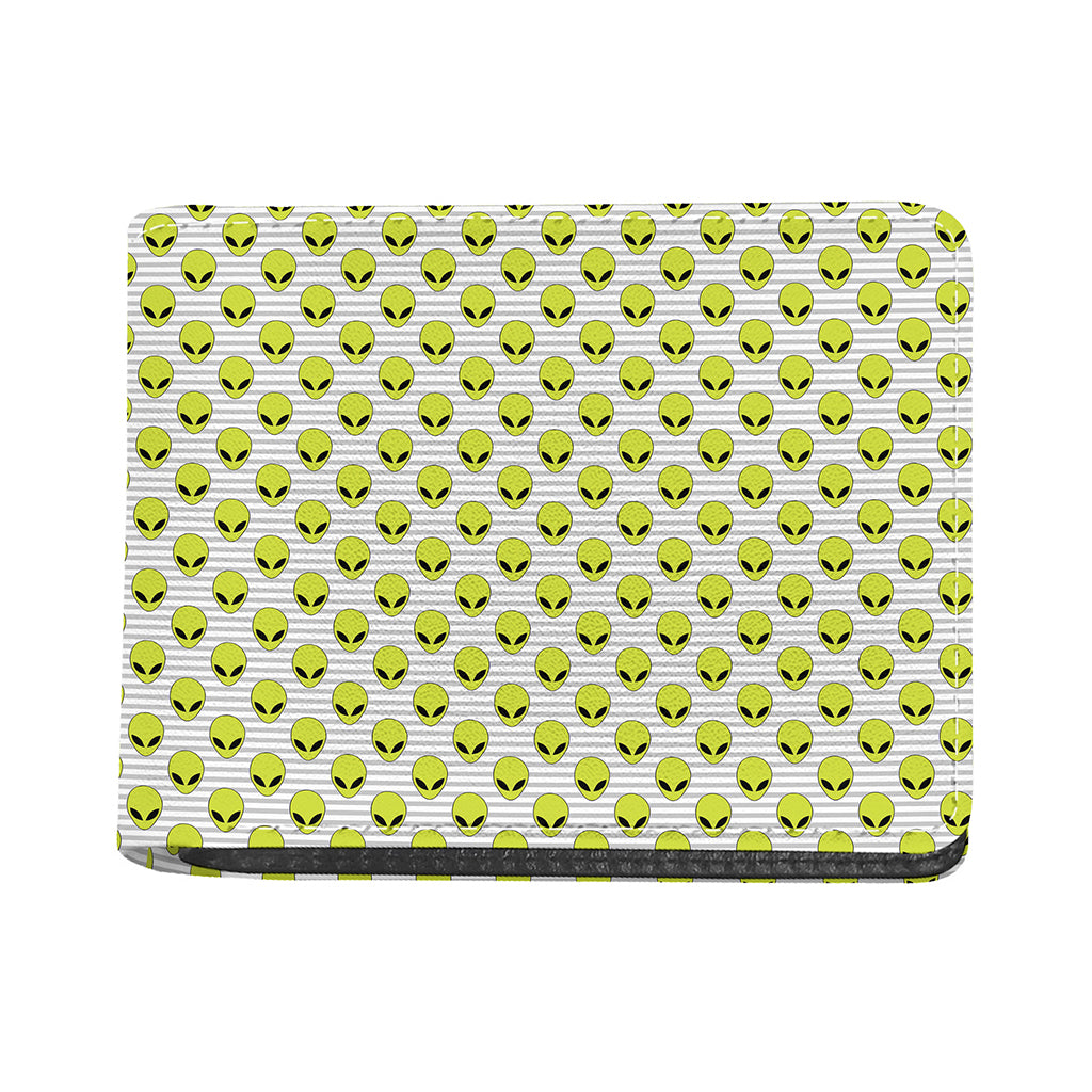 Grey Striped Alien Pattern Print Bifold Wallet