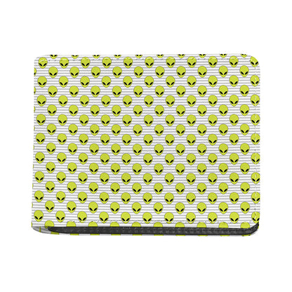 Grey Striped Alien Pattern Print Bifold Wallet