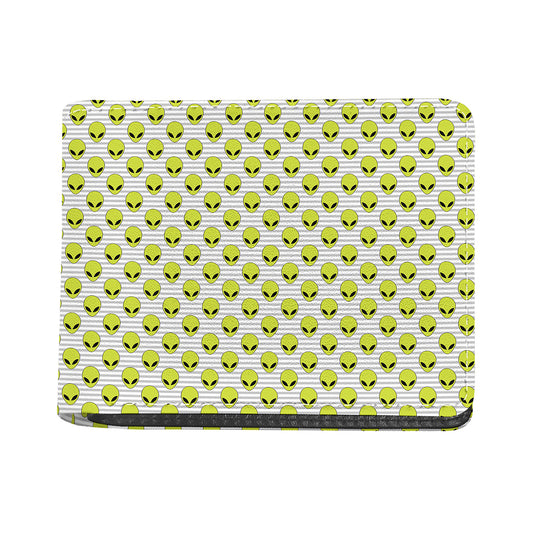 Grey Striped Alien Pattern Print Bifold Wallet