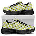 Grey Striped Alien Pattern Print Black Chunky Shoes