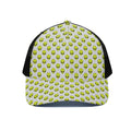 Grey Striped Alien Pattern Print Black Mesh Trucker Hat