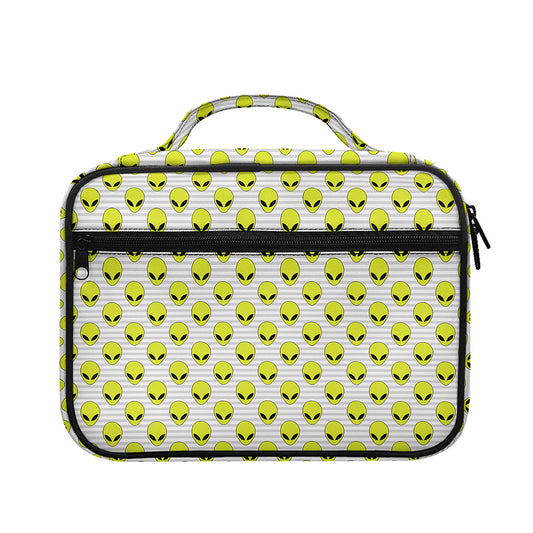 Grey Striped Alien Pattern Print Briefcase Bible Bag