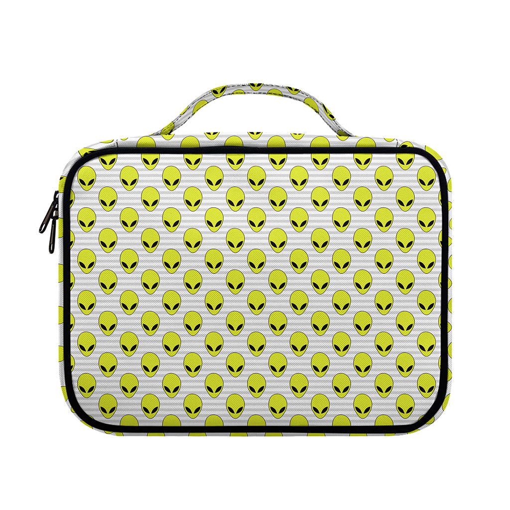 Grey Striped Alien Pattern Print Briefcase Bible Bag