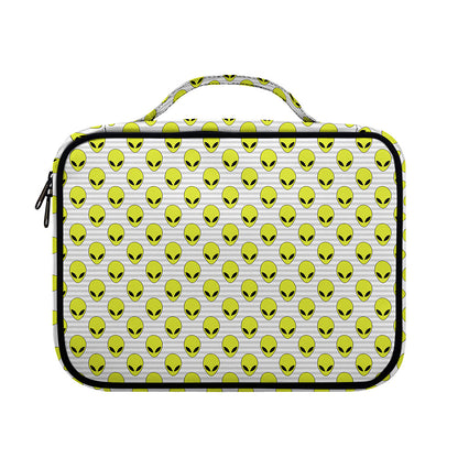 Grey Striped Alien Pattern Print Briefcase Bible Bag