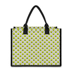 Grey Striped Alien Pattern Print Canvas Tote Bag