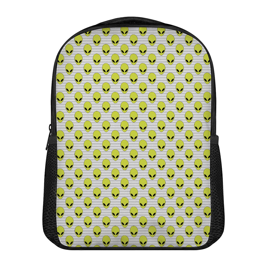 Grey Striped Alien Pattern Print Casual Backpack